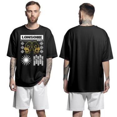 Imagem de Camisa Camiseta Oversized Streetwear Genuine Grit Masculina Larga 100% Algodão 30.1 Lonsome Boy - Preto - G