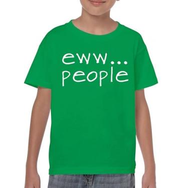 Imagem de Eww... Camiseta juvenil engraçada anti-social humor humanos sugam introvertido anti social clube sarcástico crianças geek, Verde, M