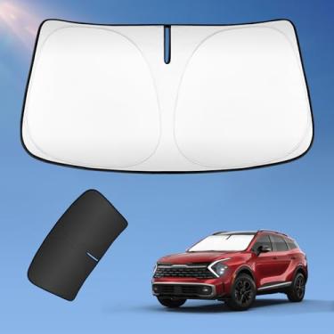 Imagem de Guarda-sol para Kia Sportage NQ5 2022-2024 Capa de para-brisa, 2 camadas de proteção solar 240T revestimento prateado viseira de sol blocos de sombra de janela dobrável raios UV acessórios de carro