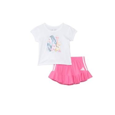 Imagem de adidas Conjunto de baby-girls plissado Ss Tee Ruffle (infantil), Branco, 12 Meses