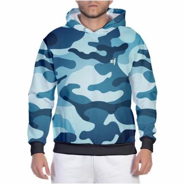 Imagem de Moletom Camuflado Masculino Blusa de Frio Com Capuz Flanelada Casaco com  Bolsos Laterais-Feminino