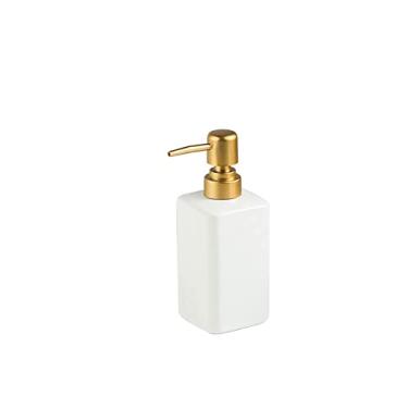 Imagem de Porta Sabonete Líquido Dispensador de sabão cerâmica 320ml dispensador de sabão líquido cor sólida garrafa de armazenamento de loção acessórios do banheiro Banheiro(Color:White)