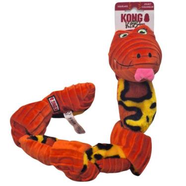 Imagem de Pelúcia Kong Knots Snake Cobra Brinquedo Interativo Corda Com Nós Internos e Apitos Para Caes de Médio e Grande Porte - Laranja