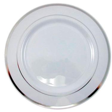 Imagem de Kit 60 Pratos Refeição 26Cm Descartáveis De Luxo Em Plástico