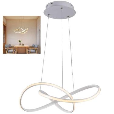 Imagem de Lustre Pendente 3000K LED Arco Infinito Perfil Luminaria Hall de Entrada Moderno Recepçao Hotel Restaurante Iluminaçao