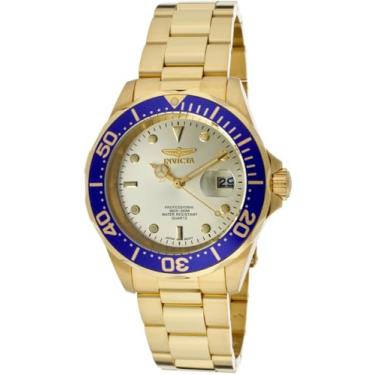 Imagem de Relógio masculino Invicta Pro Diver 40 mm de quartzo de aço inoxidável, dourado (modelo: 14124)