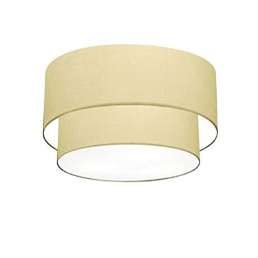 Imagem de Plafon Duplo Cilíndrico Cúpula Tecido 25/40x35, Vivare Iluminação, Plafon3045 LALA, Algodão Cru, Médio