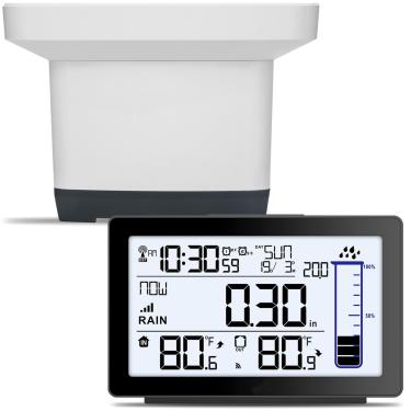 Imagem de Medidor de chuva sem fio ao ar livre, medidor de chuva digital autovazio ao ar livre, melhor classificado, medidor eletrônico de chuva para jardim, medidor de chuva à prova de congelamento com