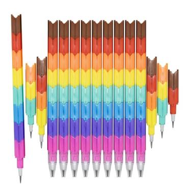 Imagem de Lopenle 24 lápis de cor empilháveis multipontos, não afiáveis, empilháveis, para crianças em idade escolar, estudantes, escritório, usando suprimentos.