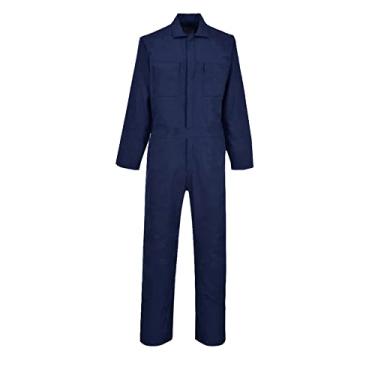 Imagem de Macacão masculino de sarja para trabalho resistente a rugas, Azul, M