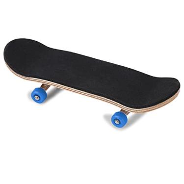 Imagem de Placa de Madeira Feita à Mão, 1 Peça de Dedos de Liga Com Rodas de Rolamento e Caminhões para Crianças Mini Skate Dedos Brinquedos Pacote (azul escuro)
