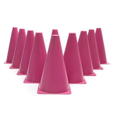 Imagem de 10 Cones Demarcatórios P/treinamento Ginastica Fisioterapia (Rosa, G)