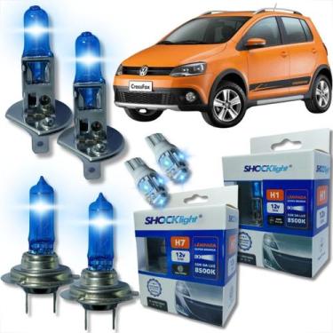 Imagem de Kit lâmpada shocklight super branca farol alto baixo e lanterna h1 h7 