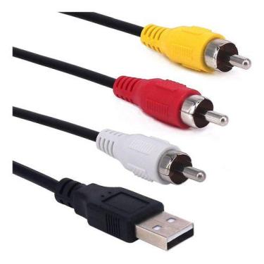Imagem de Cabo Adaptador Usb X Av 3 Rca Macho 1,5m Tv Audio E Video - oem