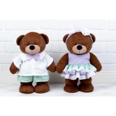 Imagem de PELUCIA CASAL URSO AMORE DE NATAL - PARA DECORAÇÃO E CHÁ REVELAÇÃO (Chá Revelação Verde e Lilás - Pelúcia Marrom)