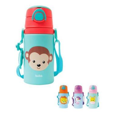 Imagem de Garrafinha com Canudo de Alumínio 400 ML Animais com Cordinha Buba, 45