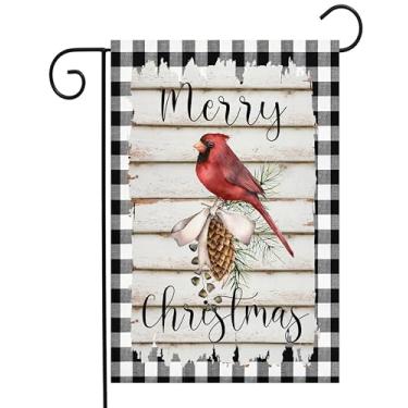 Imagem de Merry Christmas Bandeira de jardim cardeal ~ 30,5 x 45,7 cm ~ Dupla face G2482