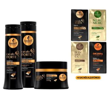 Imagem de Kit Haskell Cavalo Forte Trio Cresce Cabelo 300ml +4 Sachês