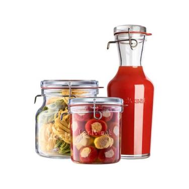 Imagem de Jogo de Potes de Vidro Luigi Bormioli com Tampa - Lock Eat 3 Peças, - 