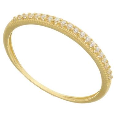 Imagem de Anel Feminino De Noivado De Ouro 18k 750 Aliança Cravejada - DR Joias,