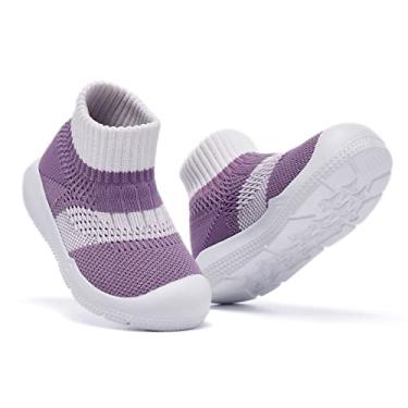 Imagem de MORENDL Pantufas infantis antiderrapantes para meninos e meninas, Roxa, 15-18 meses