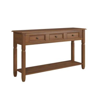 Imagem de Aparador Madeira Maciça 3 Gavetas - Apaixone&Decore, Amêndoa