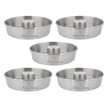 Imagem de Forma De Pudim Bolo Suíça Com Furo 26 x 6 cm Redonda Kit 5 Peças - Dut