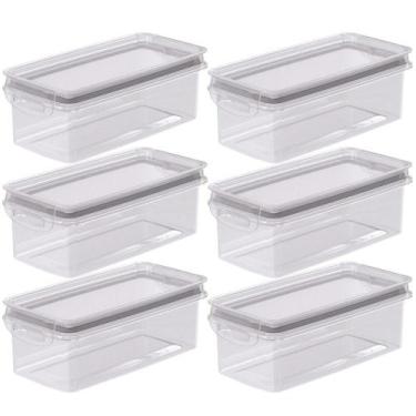 Imagem de Porta mantimentos hermético Trava Mais 875ml fendi com 6 unidades Plas