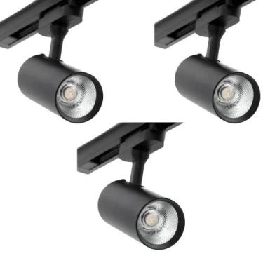 Imagem de Kit 3 Spots Para Trilho 10w 4000K Preto 2 em 1 Embuled