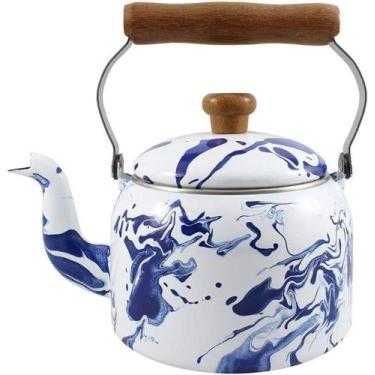 Imagem de Chaleira Tradicional 16 Esmaltada Marmorizada Azul - 1800 ml - Ewel