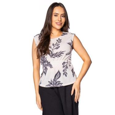 Imagem de Regata Feminina Olho Fatal Estampada com Detalhe Elástico Of, Off whit