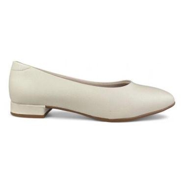 Imagem de Sapato Boneca Feminino Beira Rio Salto Bloco Baixo, 36, Creme