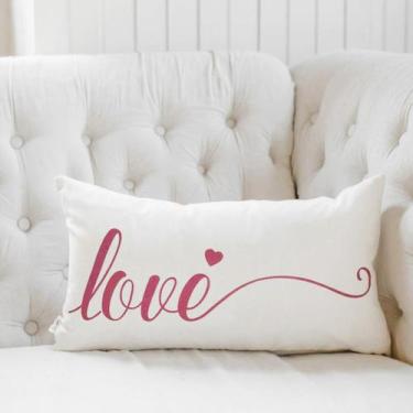 Imagem de Almofada Love Retangular Estampada 30x50cm Rosa - FASTLAR