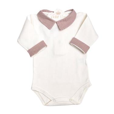 Imagem de Body bebê gola quadradinho - Off white e vermelho - POU, Off white, RN