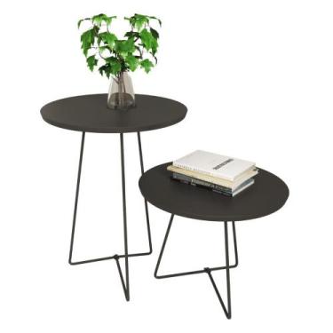 Imagem de Conjunto Mesas Lateral e Centro Orquídea -Pés Ferro - Preto - Nosso So
