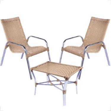 Imagem de Conjunto 2 Cadeiras e Mesa de Centro Alumínio Para Área Externa Fortal
