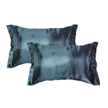 Imagem de 2 Fronhas Cetim Seda Luxo Antifrizz 50x70cm - Magic Enxovais, Preto