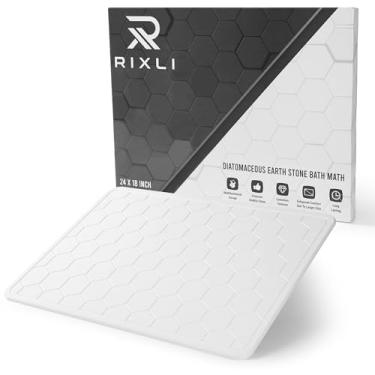 Imagem de RIXLI Tapete de banho de pedra de terra diatomácea | Tapete de banho de pedra GG ecológico 45 x 61 cm. Tapete de banheiro de secagem instantânea com lixa e almofadas. Multiuso, balcão de cozinha e