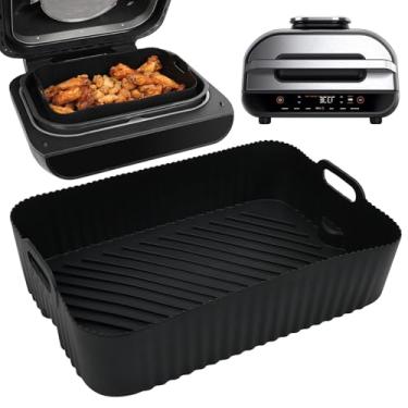 Imagem de BYKITCHEN Forros reutilizáveis de silicone para fritadeira a ar livre Ninja FG551/DG551/IG651 Foodi Smart XL para churrasqueira interna, forros retangulares de silicone para fritadeira, acessórios