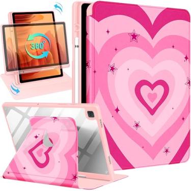 Imagem de Kidcube Capa para Samsung Galaxy Tab A7 - 26 cm para mulheres e meninas capa fólio fofa com suporte para lápis feminino coração kawaii design exclusivo suporte giratório adolescentes para tablet