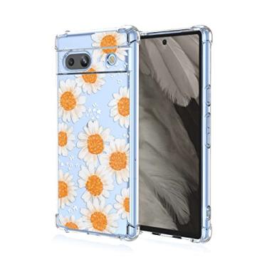 Imagem de RRXSYXL Capa para celular Google Pixel 7A com estampa floral transparente, proteção à prova de choque, capa de TPU macio para Google 7A, margarida floral