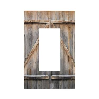Imagem de 1 Gang Single Decorator GFCI/Rocker Wall Plate Country Retro Western Kitchen Farmhouse Vintage Wood Cabin Barndoor Tomada Elétrica Decorativa Receptáculo Tampa Interruptor de Luz para Dimmer, USB,