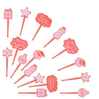 Imagem de MOROBOR Palitos de enfeite de cupcake de Natal, 16 peças de palitos de coquetel de Natal, aperitivos, espetos de frutas, sanduíche, cupcakes, palitos de dente reutilizáveis de plástico para crianças