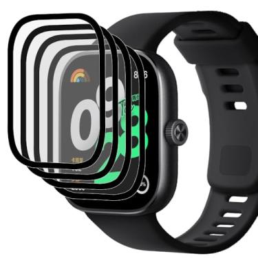 Imagem de Accdeny [4 peças] de película protetora com xiaomi redmi watch 4, película de proteção de tela de borda 3D 360°, cobertura total, proteção antiarranhões, sem bolhas, sensor de impressão digital de