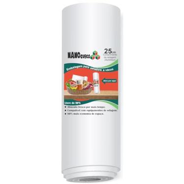 Imagem de 1 Rolo Nanocubos 25x500cm transparente, Embalagem, Sacos com Ranhura para Seladora a Vácuo