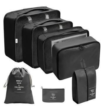 Imagem de Kit Organizador de Mala Bagagem Viagem Bolsa 7pçs Alça Redinha Roupa I