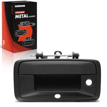 Imagem de A-Premium Alça de metal atualizada para porta traseira com orifício para câmera e fechadura compatível com Chevrolet Silverado 1500, Silverado 2500 HD e GMC Sierra 1500, Sierra 3500 HD, preto