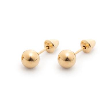 Imagem de Brinco Ouro 18K Teor 750 Bolinha Bola Esferas - Tamanho a selecionar -