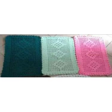 Imagem de Kit com 2 tapetes retangular de crochê 37x57 cm cores conforme variaçã