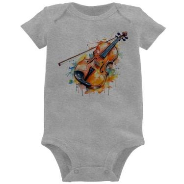 Imagem de Body Bebê Violino Watercolor - Foca na Moda, Cinza, G